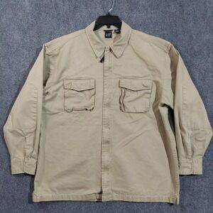 Vintage GAP Jacket Mens XL Khaki Shacket Zip Front Utility Chore Fill Zip Work‎